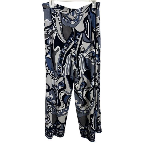 Chico’s Travelers Blue Abstract Wide Leg Crop Pants Size 12/14 Large Slinky - Picture 2 of 5